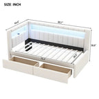 Upholstered Platform Bed Frame With USB Charging, LED Accent Lights And 2 Storage Drawers - Full/Twin