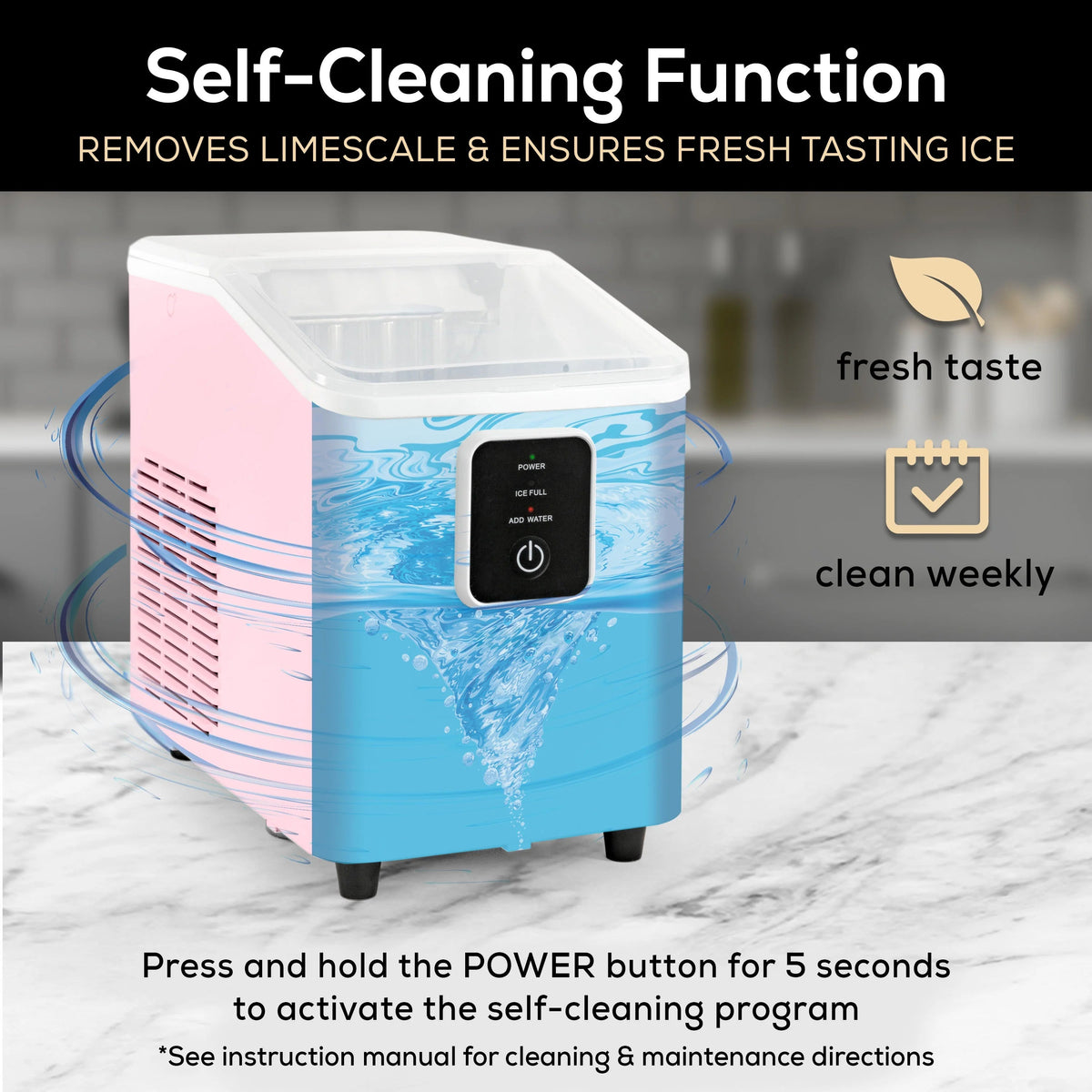 Igloo Self-Cleaning Countertop Ice Maker, 26 lbs. Per Day, 8 Pieces Every 7-8 Minutes, Aqua
