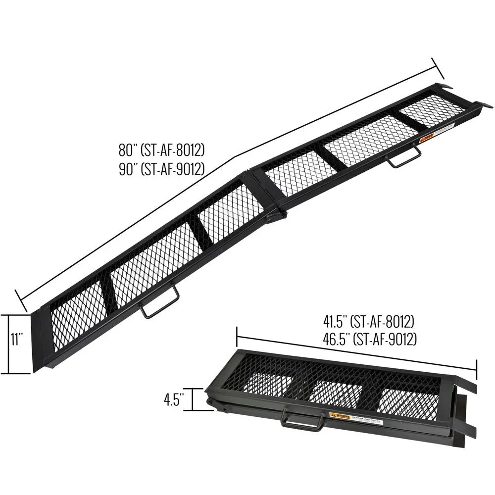 90in Black Steel Dual Runner Folding ATV Ramps