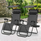 MoNiBloom Zero Gravity Reclining Chairs Set Of 2 With Canopy Shade And Headrest, Black - 330 lbs