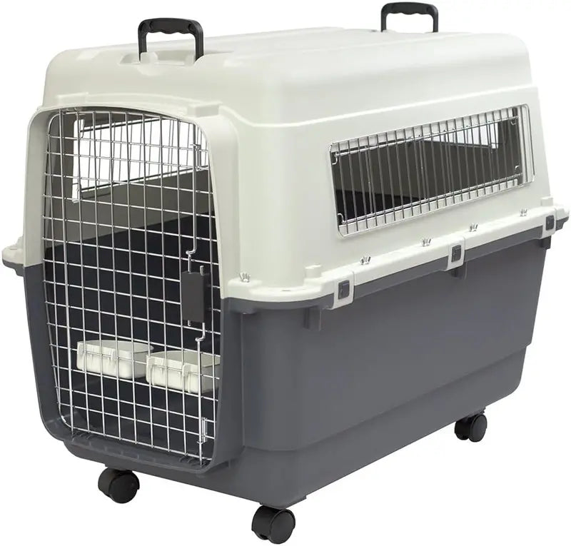 SportPet Designs XXX-Large Gray Rolling Plastic Dog Crate With Wire Door