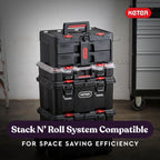 Keter Rolling Tool Box System, 3 Piece, Black/Red - 3 Piece Resin Modular Toolbox System