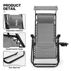 MoNiBloom Zero Gravity Reclining Chairs Set Of 2 With Canopy Shade And Headrest, Black - 330 lbs