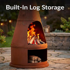 Sunnydaze Wood-Burning Outdoor Chiminea Fire Pit, 23 in Diameter x 70 in H, Steel, Rustic