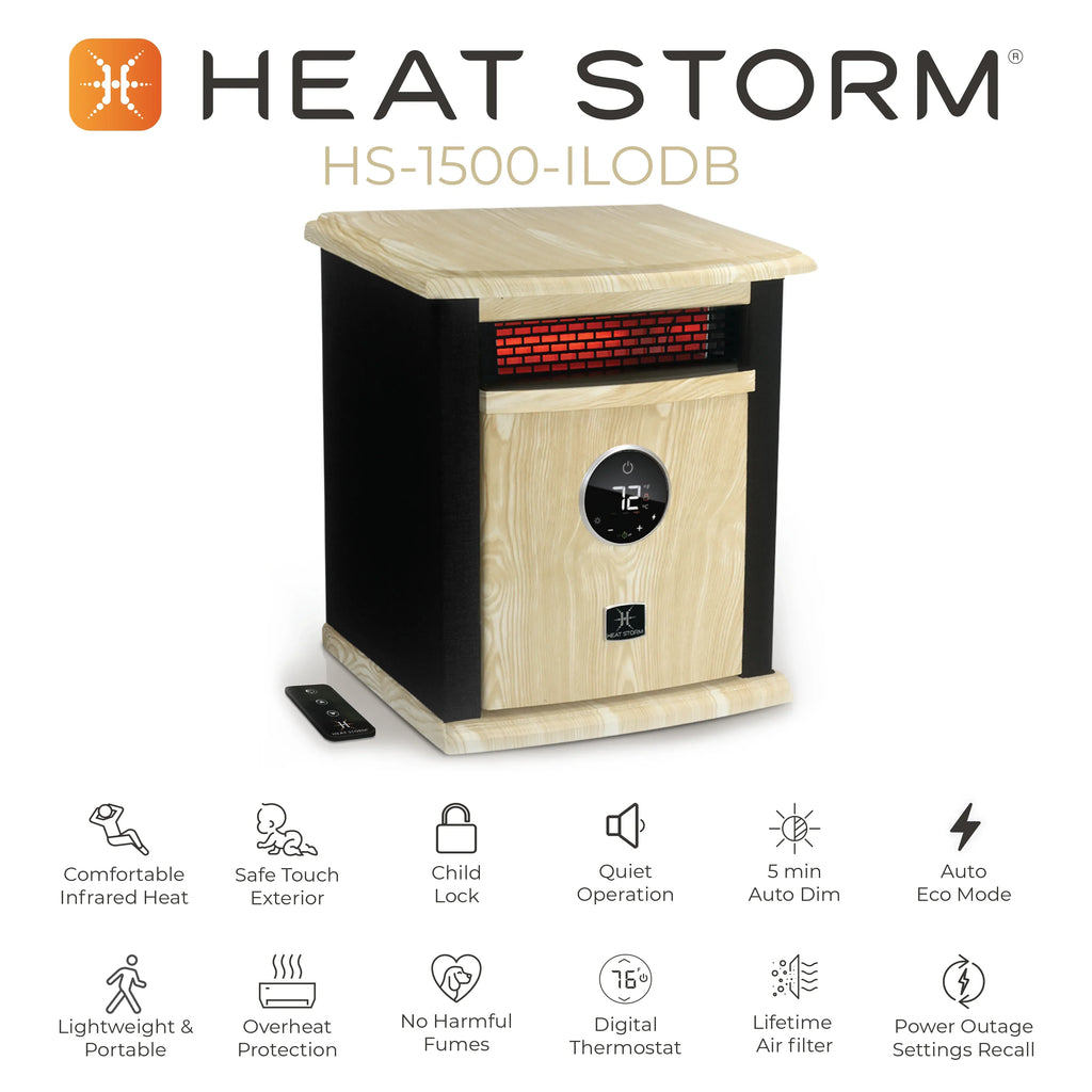 Heat Storm Logan Deluxe Infrared 1500W Space Heater, Black - HS-1500-ILOD-B