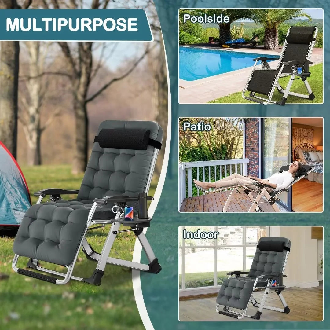 NAIZEA Zero Gravity Lawn Recliner Chairs, 2 Pack, Black