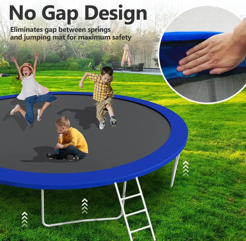 Trampoline With Enclosure Net And Adjustable Basketball Hoop - 8ft, 10ft, 12ft, 14ft, 15ft, 16ft