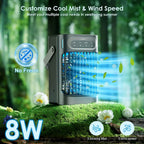 VICELEC Portable Evaporative Air Cooler, 900ml, 3 Speeds, 3 Mist Modes, 7-Color Night Light