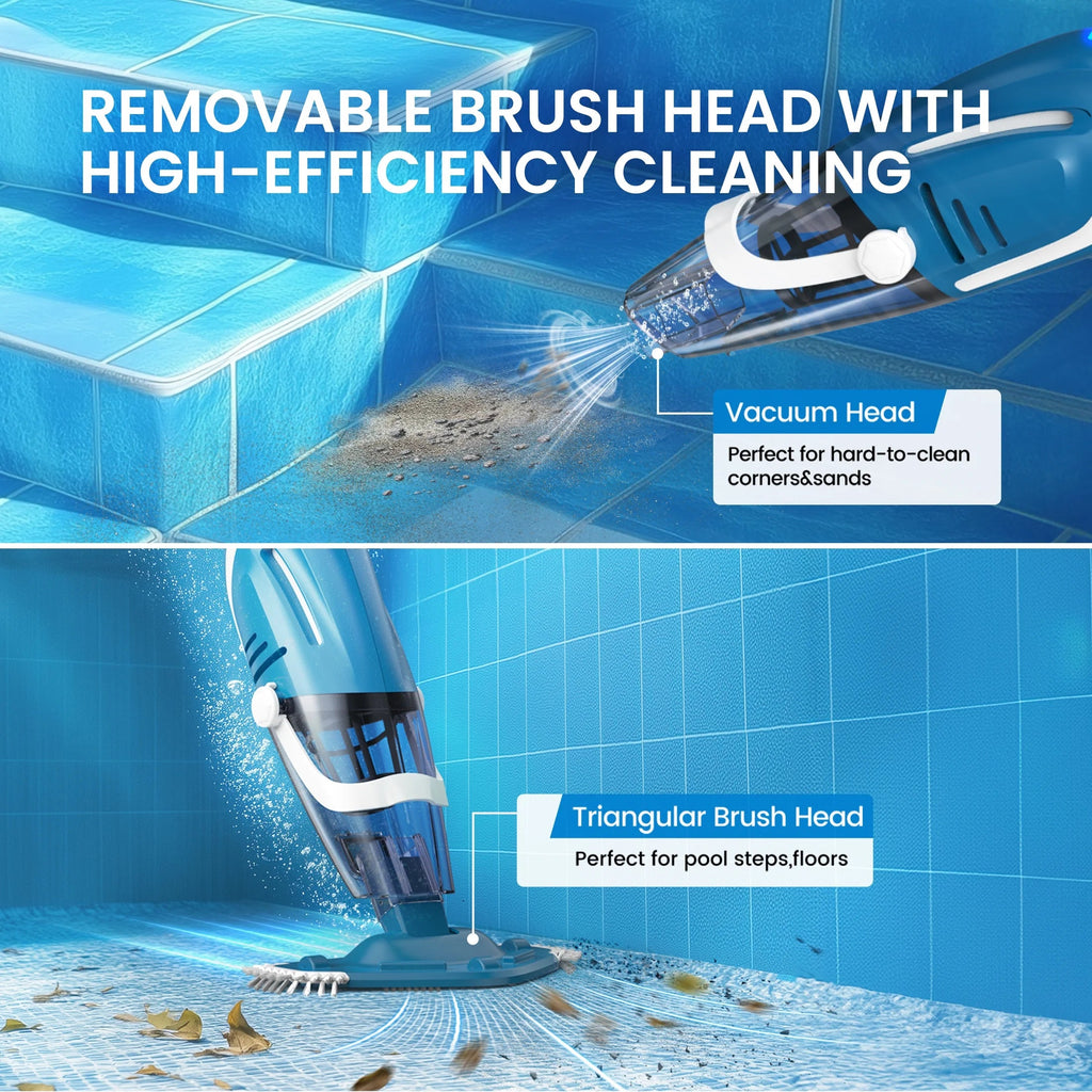 Cordless Handheld Pool Vacuum Cleaner With 80-Minute Runtime And 3.2-6.4 ft Telescopic Pole