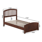 AFI Quincy Twin Solid Wood Low Profile Platform Bed With Matching Footboard, Walnut