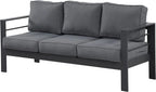 Superjoe Outdoor Patio Sofa 3 Seats Gray Aluminum With Dark Grey Cushions