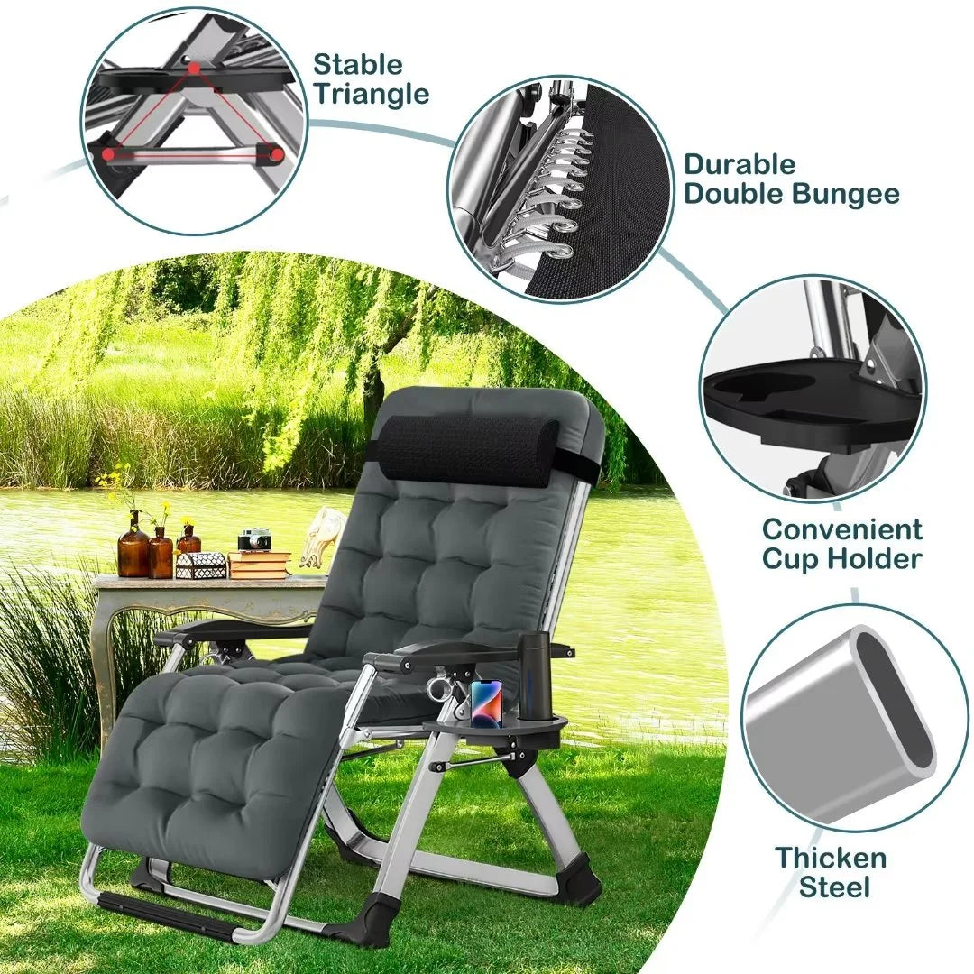 NAIZEA Zero Gravity Lawn Recliner Chairs, 2 Pack, Black