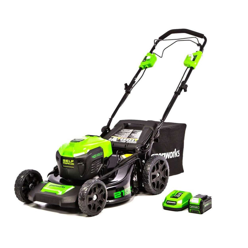 Greenworks 21-Inch 40V Cordless Brushless Self-Propelled Lawn Mower With 5.0Ah Battery And Charger - LMF403