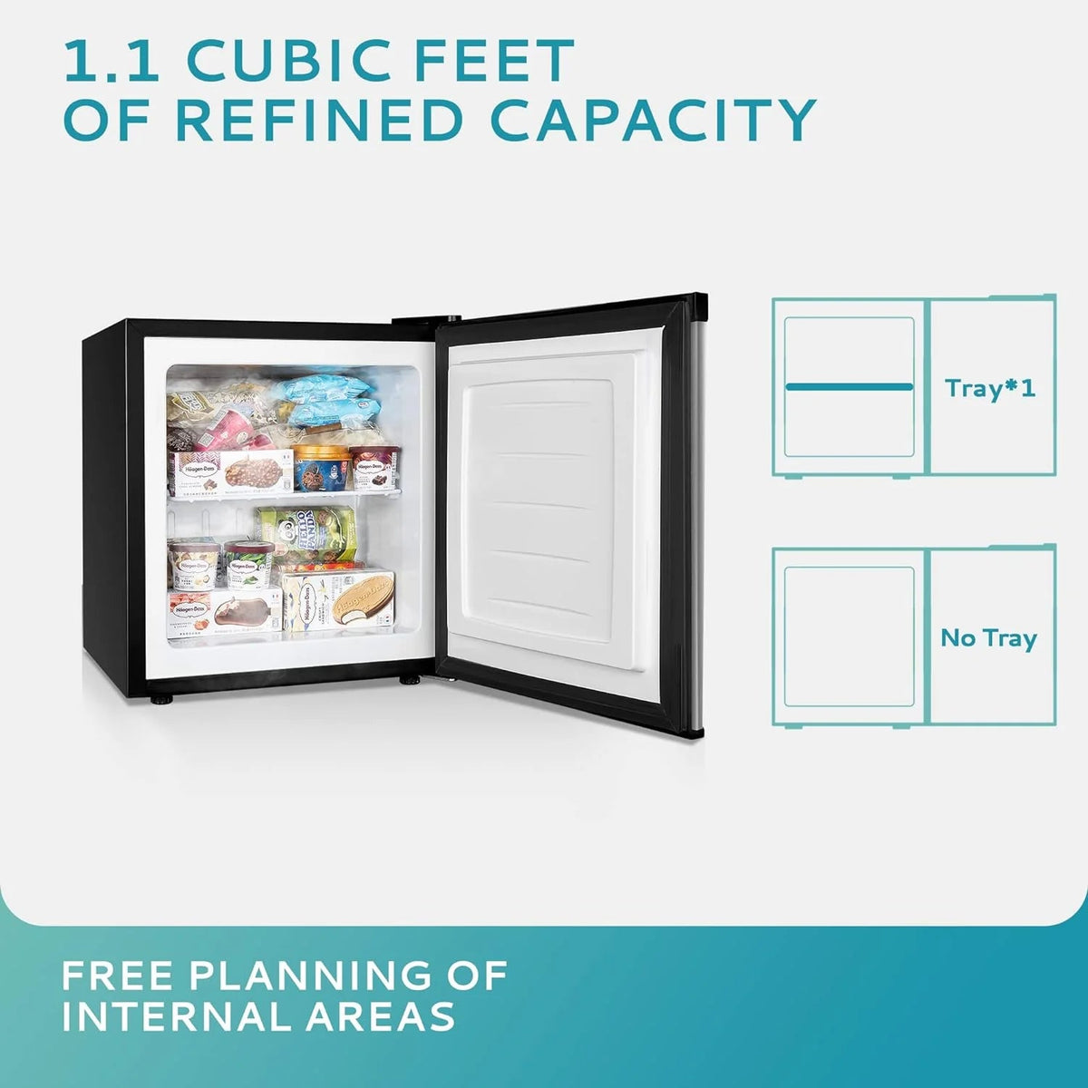EUHOMY Compact Upright Freezer, 3.0 Cubic Feet, Silver Stainless Steel Door - MF-30-Y