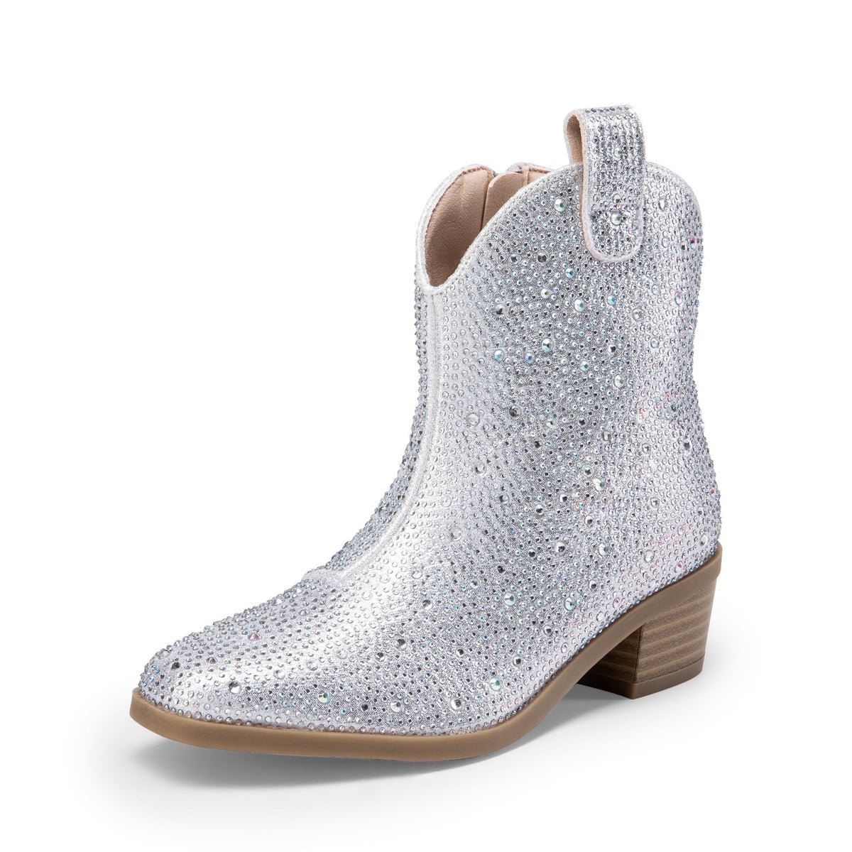 BURUDANI Girls Cowgirl Boots Kids Zip-Up Ankle Child Low Heel Dress Booties