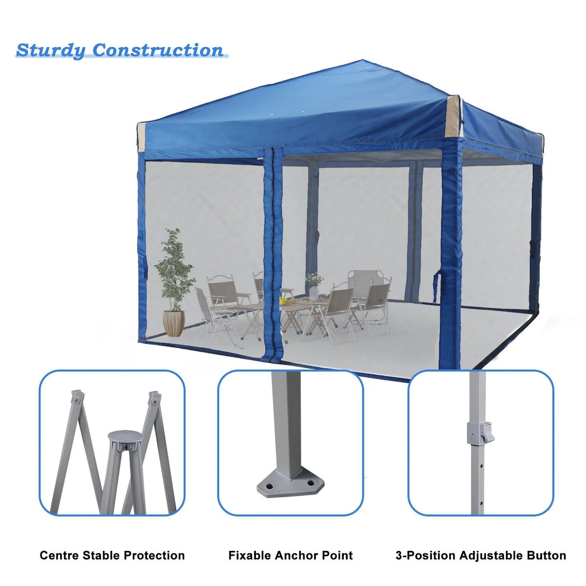 Aoodor Pop Up Canopy 12'x12' With Removable Mesh Sidewalls - Black
