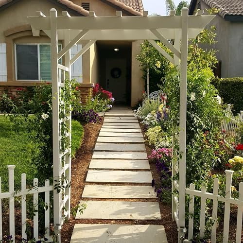 Dura-Trel PVC Garden Arbor, Elmwood, Mocha, 57in x 85in