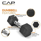 CAP Barbell 150 LB Coated Hex Dumbbell Weight Set With Vertical Rack - Black