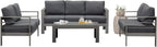 Superjoe Outdoor Patio Sofa 3 Seats Gray Aluminum With Dark Grey Cushions