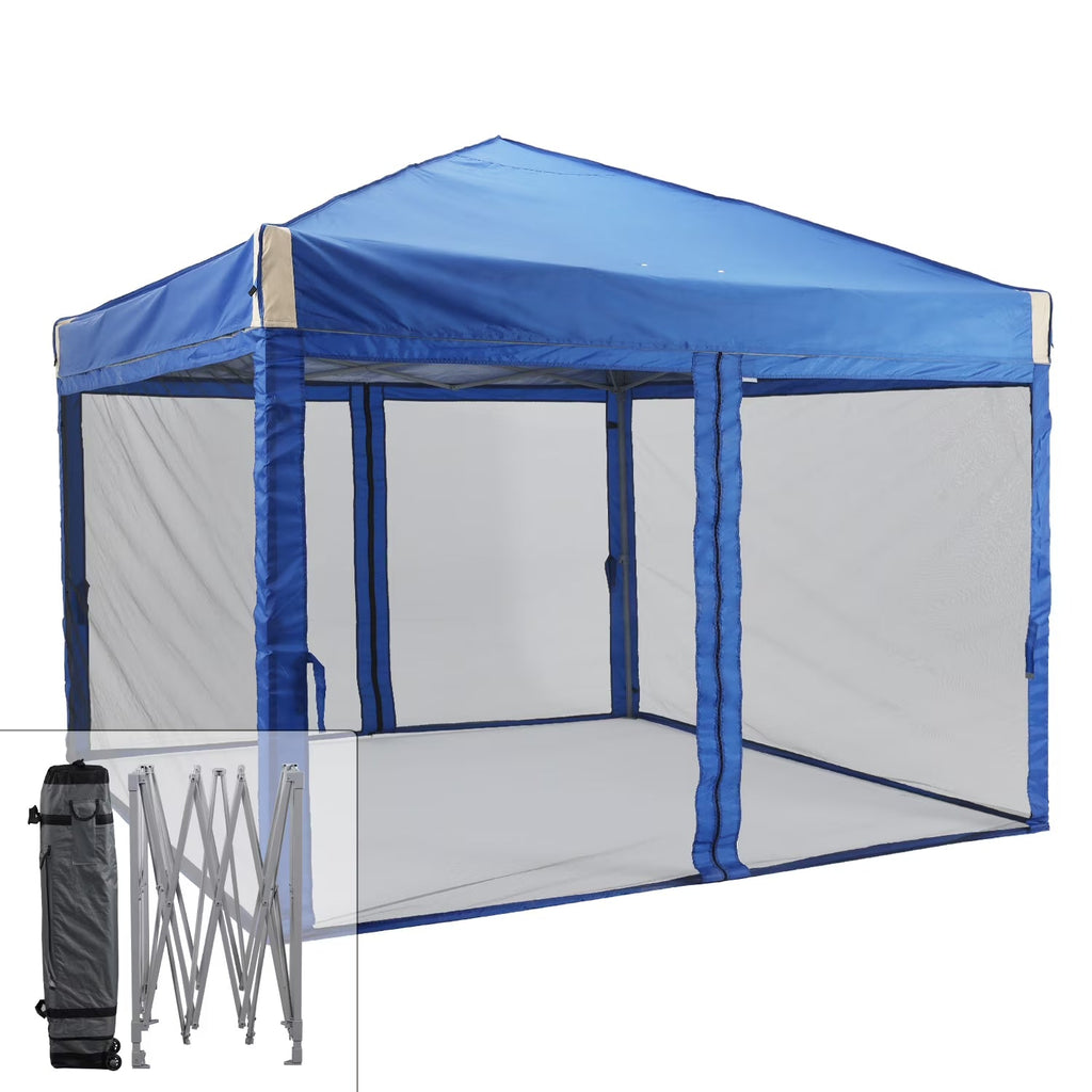 Aoodor Pop Up Canopy 12'x12' With Removable Mesh Sidewalls - Black