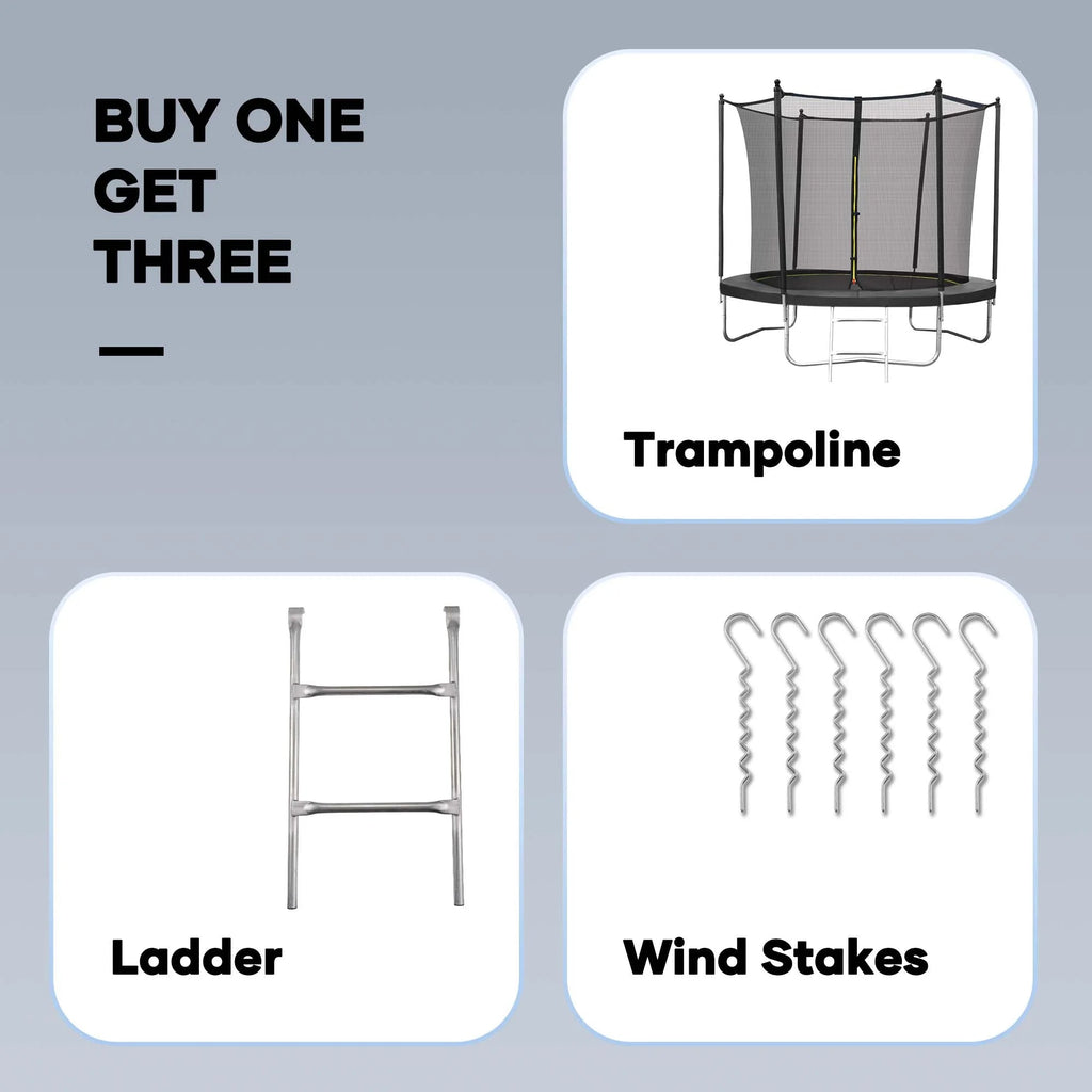 Maxkare 8 Ft Trampoline With Enclosure And Ladder, 264 LBS Capacity