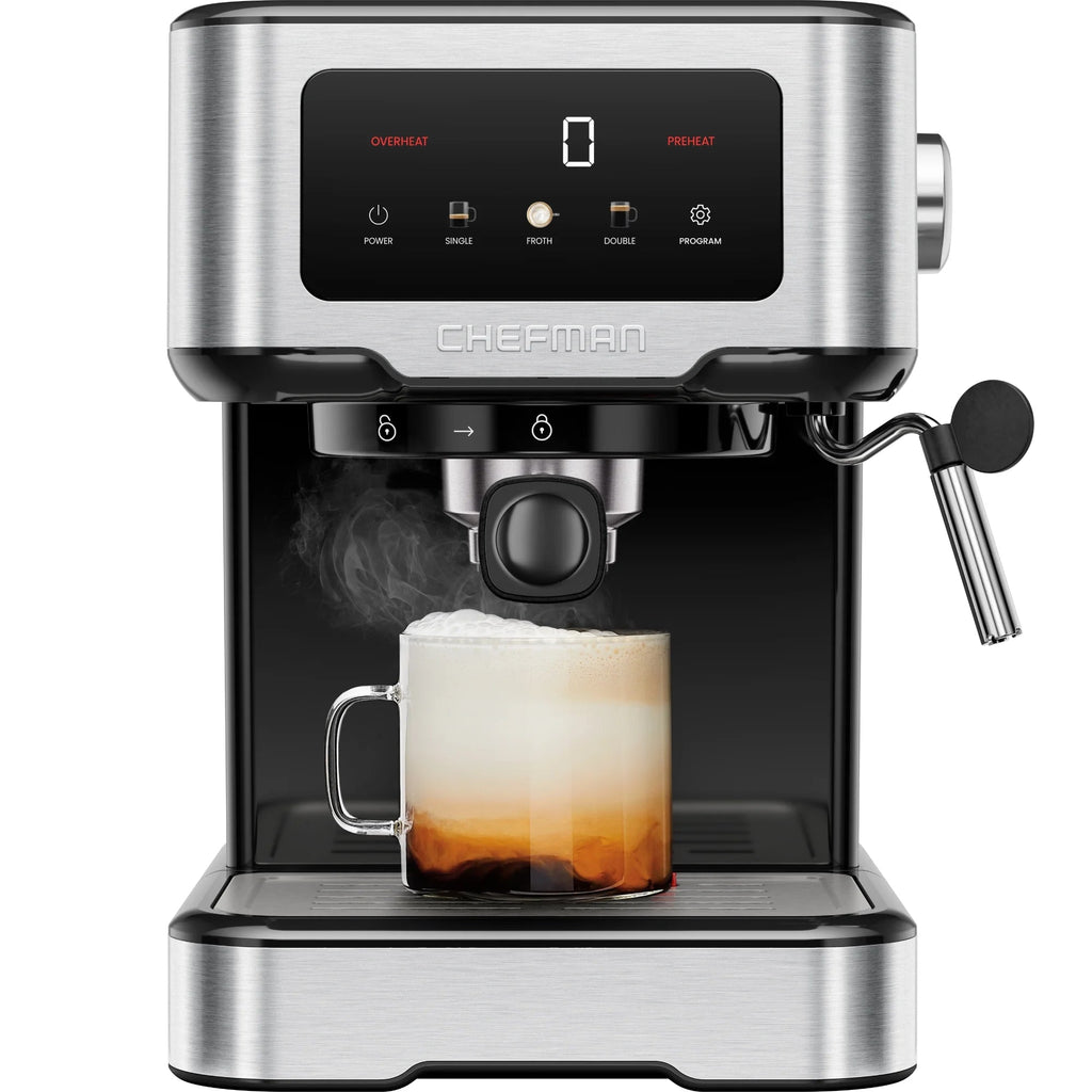Chefman CraftBrew Espresso Machine With Steam Wand, Touch Controls, Stainless Steel - RJ54-SS-15-D