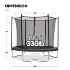 Maxkare 8 Ft Trampoline With Enclosure And Ladder, 264 LBS Capacity