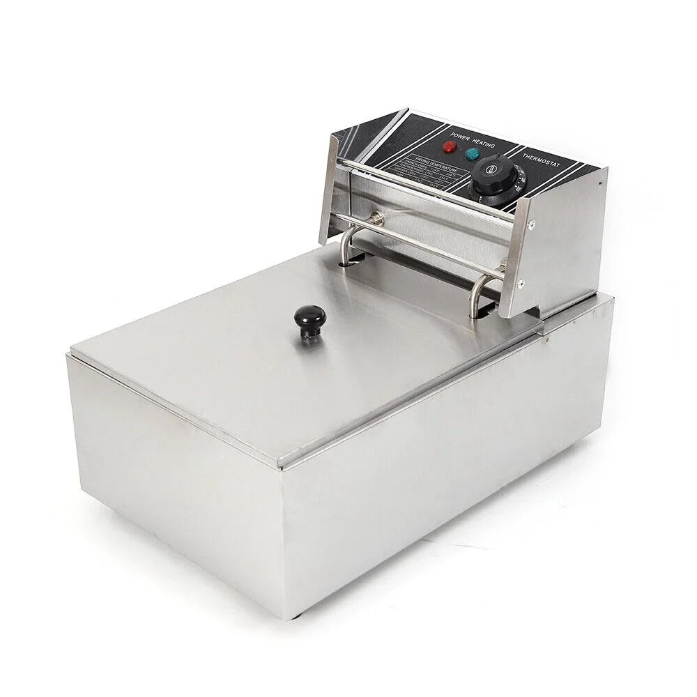 FETCOI Electric Countertop Deep Fryer, 1700W 6L Stainless Steel - Single Tank