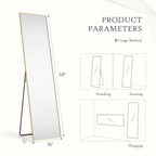 Full-Length Floor Mirror With Stand, Aluminum Alloy Frame - 71x30