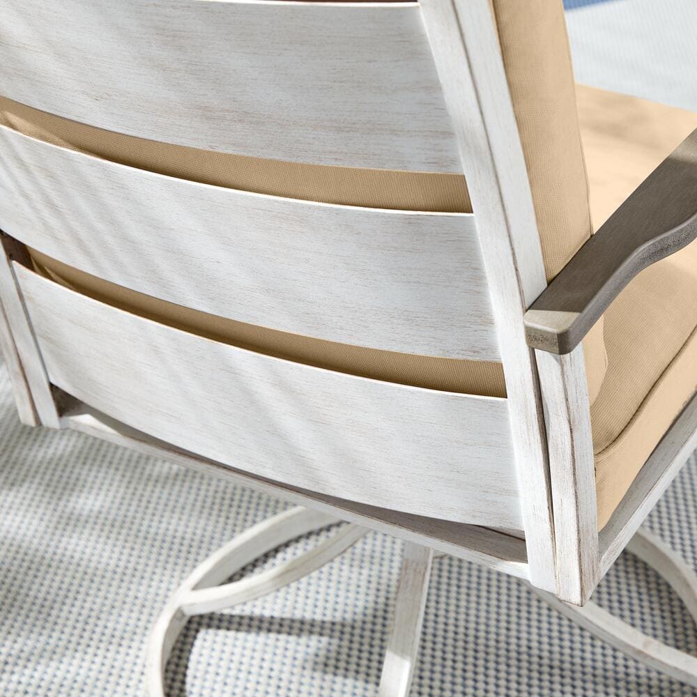 Hampton Bay Marina Point White Steel Outdoor Patio Swivel Lounge Chair With Surf Blue Cushions, 2-Pack - GC-41019-SSP
