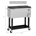 80 Quart Rolling Ice Chest With Shelf - Grey
