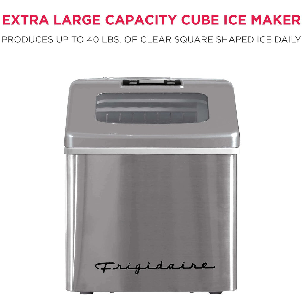 Frigidaire Countertop Clear Square Ice Maker, 40 lbs. Per Day - Stainless Steel