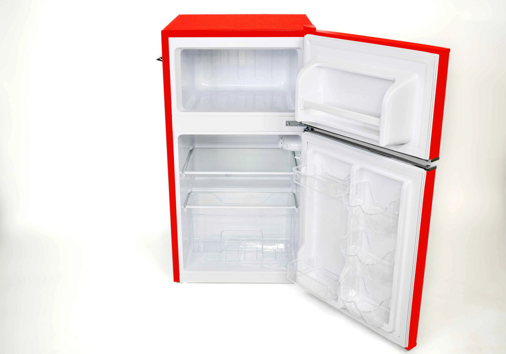 Frigidaire Retro Two-Door Compact Refrigerator With Freezer, 3.1 Cu. Ft., Red