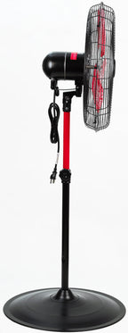 Hyper Tough 20 inch 3-Speed Oscillating Metal Pedestal Fan, Red & Black