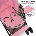 MoNiBloom Foldable Pet Stroller for Small Medium Dogs, 22 lbs, Pink