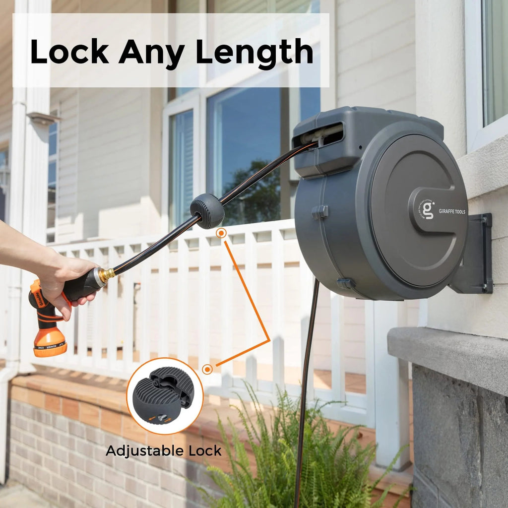 Heavy Duty Wall-Mounted Retractable Garden Hose Reel, 1/2 Inch x 78 ft