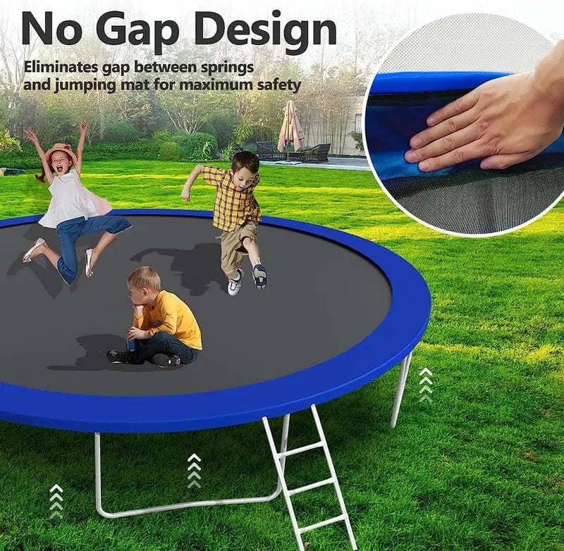 Trampoline With Enclosure Net And Adjustable Basketball Hoop - 8ft, 10ft, 12ft, 14ft, 15ft, 16ft