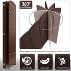 6-Panel Room Divider Privacy Screen With Hand-Woven Mesh Panels - 6 Ft Tall