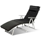 7 Position Folding Outdoor Chaise Lounge Chair With Cushion And Pillow