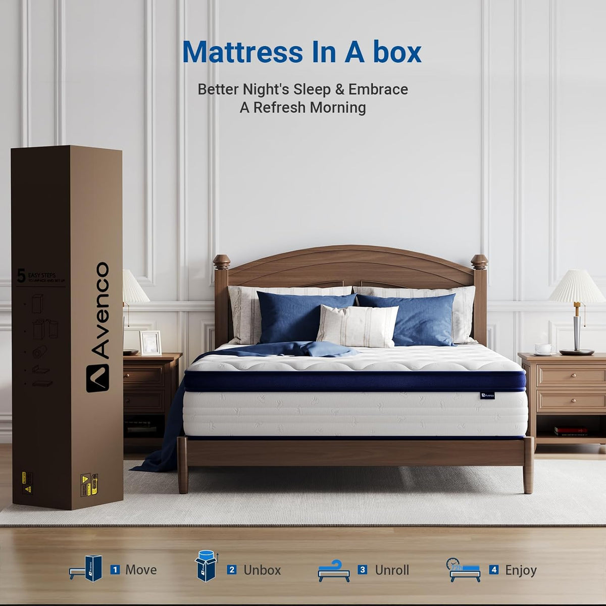 Avenco Queen Mattress, 10 Inch, Medium Plush Support With Individually Pocket Springs