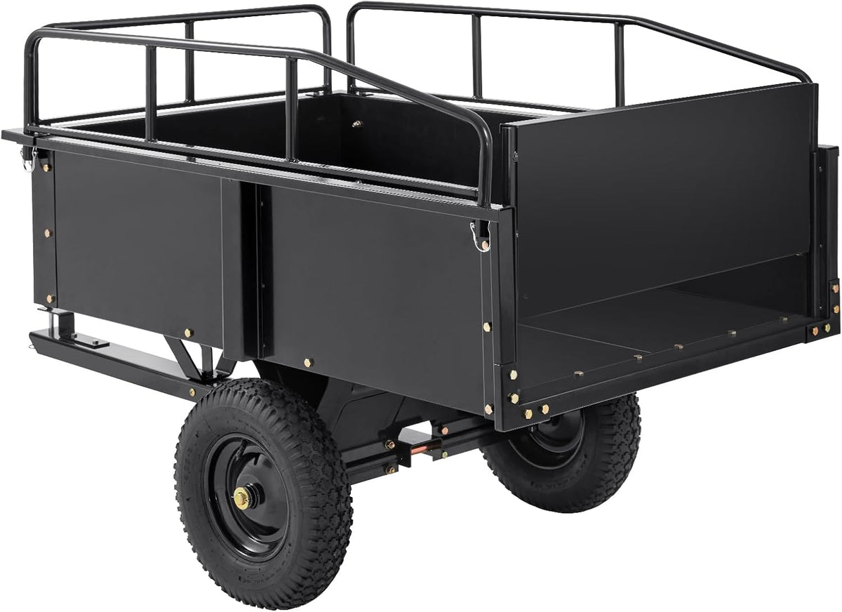 VEVOR Steel ATV Dump Cart, 750 lbs, 15 Cubic Feet - Garden Utility Trailer
