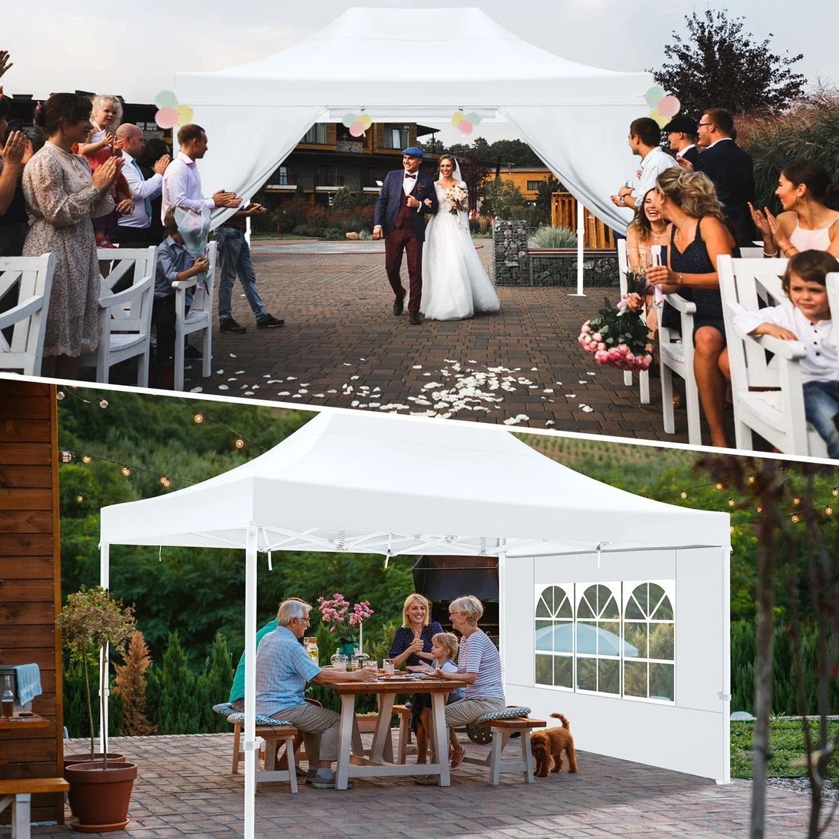 HOTEEL Heavy Duty Pop-Up Canopy Tent 10x15, 4 Sidewalls, Black