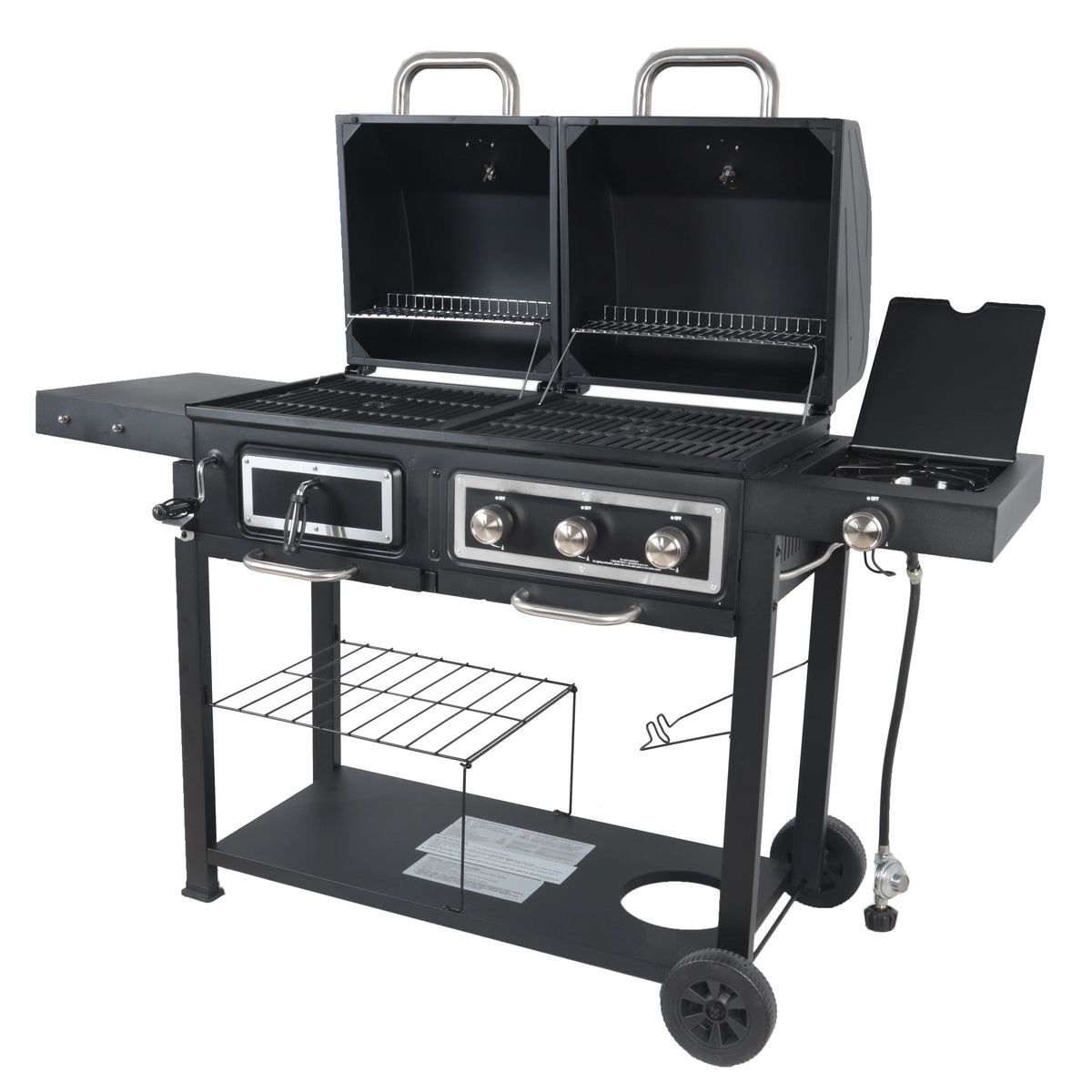 Dual Fuel Gas And Charcoal Combo Grill, Black With Stainless - GBC1793W
