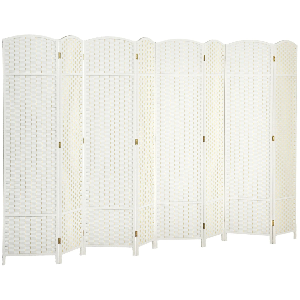 HOMCOM Folding Privacy Screen, 8 Panel, 5.6' Tall, White - 830-814V02WT