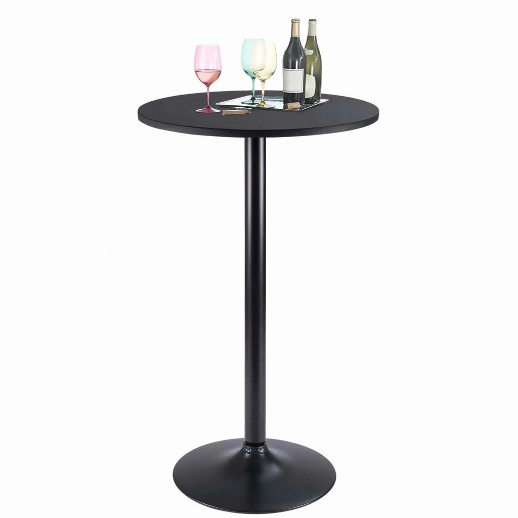Round Bar-Height Bistro Pub Table With Metal Base And MDF Top, 23.8 x 23.8 x 39.5 Inch