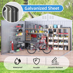 JAXPETY 10 x 10 ft Outdoor Metal Storage Shed With Window And Lockable Door - Brown