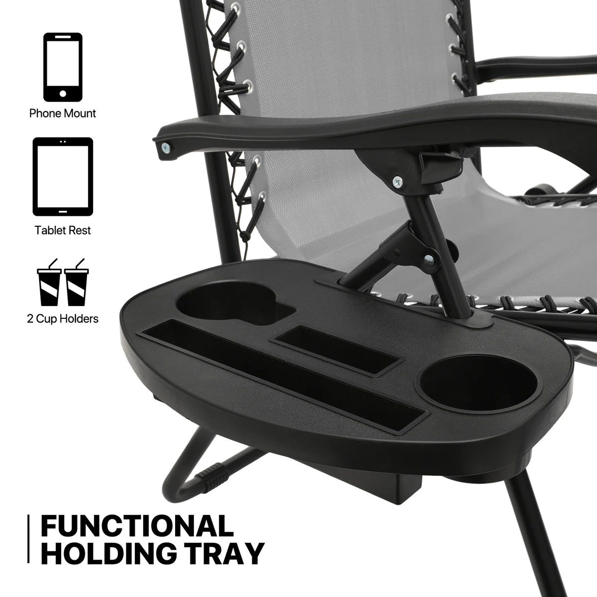 MoNiBloom Zero Gravity Reclining Chairs Set Of 2 With Canopy Shade And Headrest, Black - 330 lbs