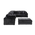 6-Piece Corduroy Upholstered L-Shaped Modular Sectional Sofa