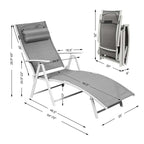 7 Position Folding Outdoor Chaise Lounge Chair With Cushion And Pillow