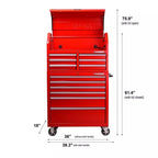 36 in. 12-Drawer Steel Tool Chest And Cabinet Combo - Red